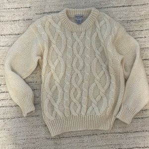 Vintage Cream Wool Sweater., Sz. Petite Medium